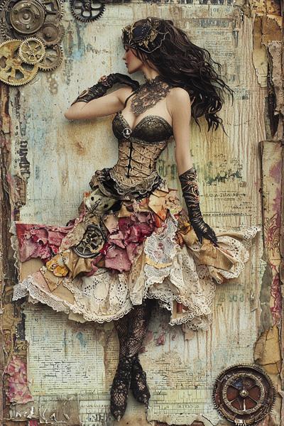 Steampunk Mixed Media II Watercolor Purple - Belly Dance Art Download