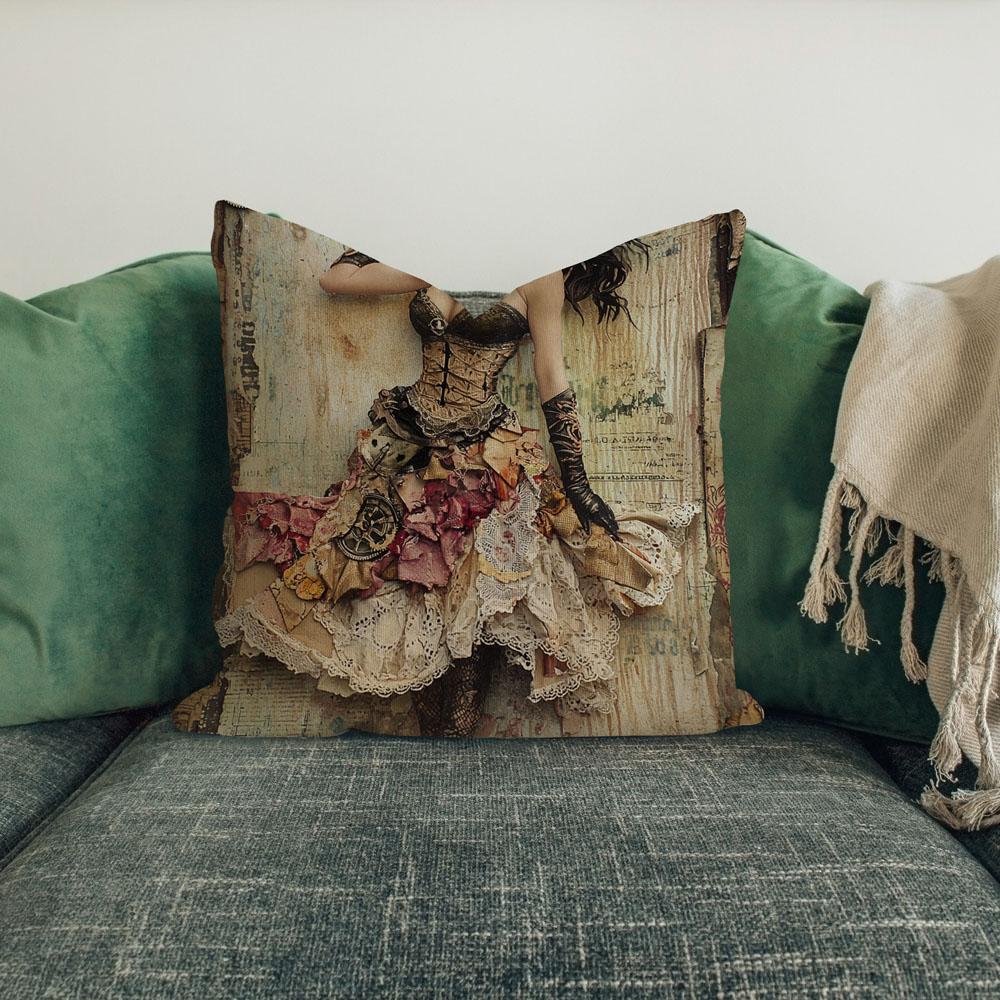 Steampunk Mixed Media Ii Belly Dance Throw Pillow 18 in x 18 in