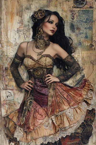 Steampunk Mixed Media III Watercolor Purple - Belly Dance Art Download