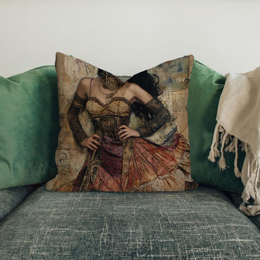 Steampunk Mixed Media Iii Belly Dance Throw Pillow 18 in x 18 in