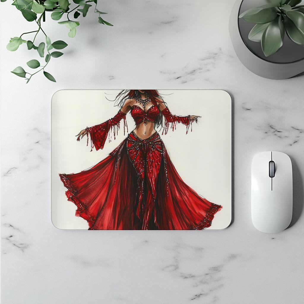 Striking Red Costume Sketch I Watercolor Purple - Belly Dance Office Decor | Mouse Pads