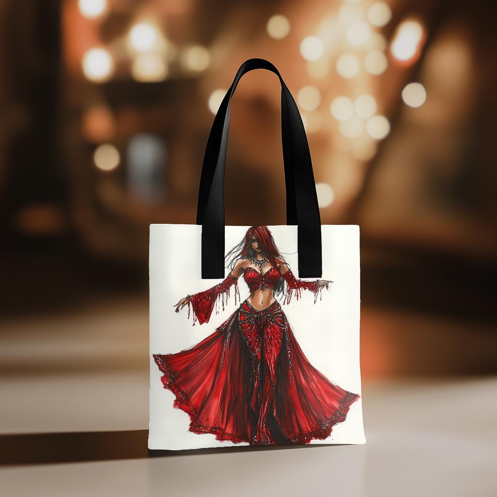 Striking Red Costume Sketch I Watercolor Purple - Belly Dance Fashion Tote Bag