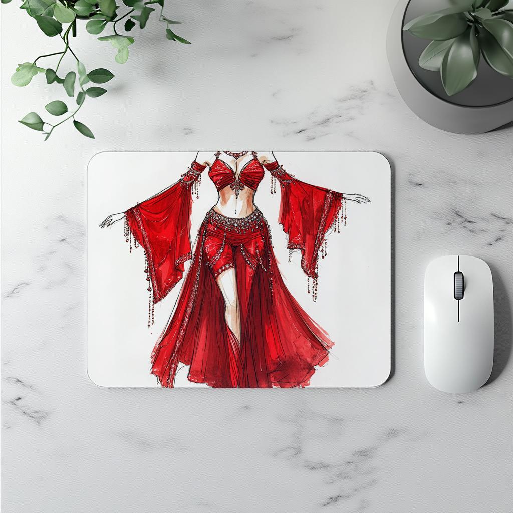 Striking Red Costume Sketch II Watercolor Purple - Belly Dance Office Decor | Mouse Pads