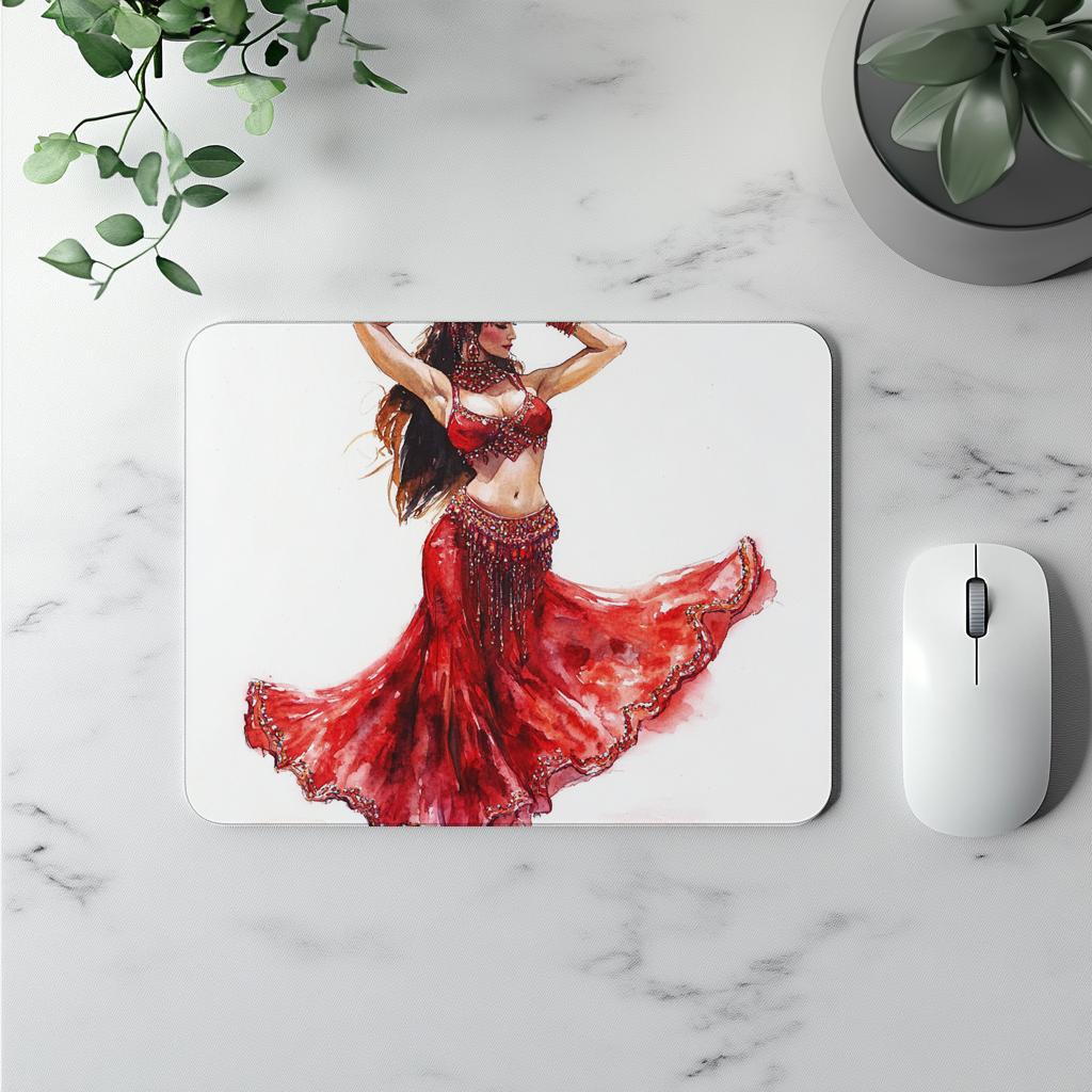 Striking Red Costume Sketch III Watercolor Purple - Belly Dance Office Decor | Mouse Pads