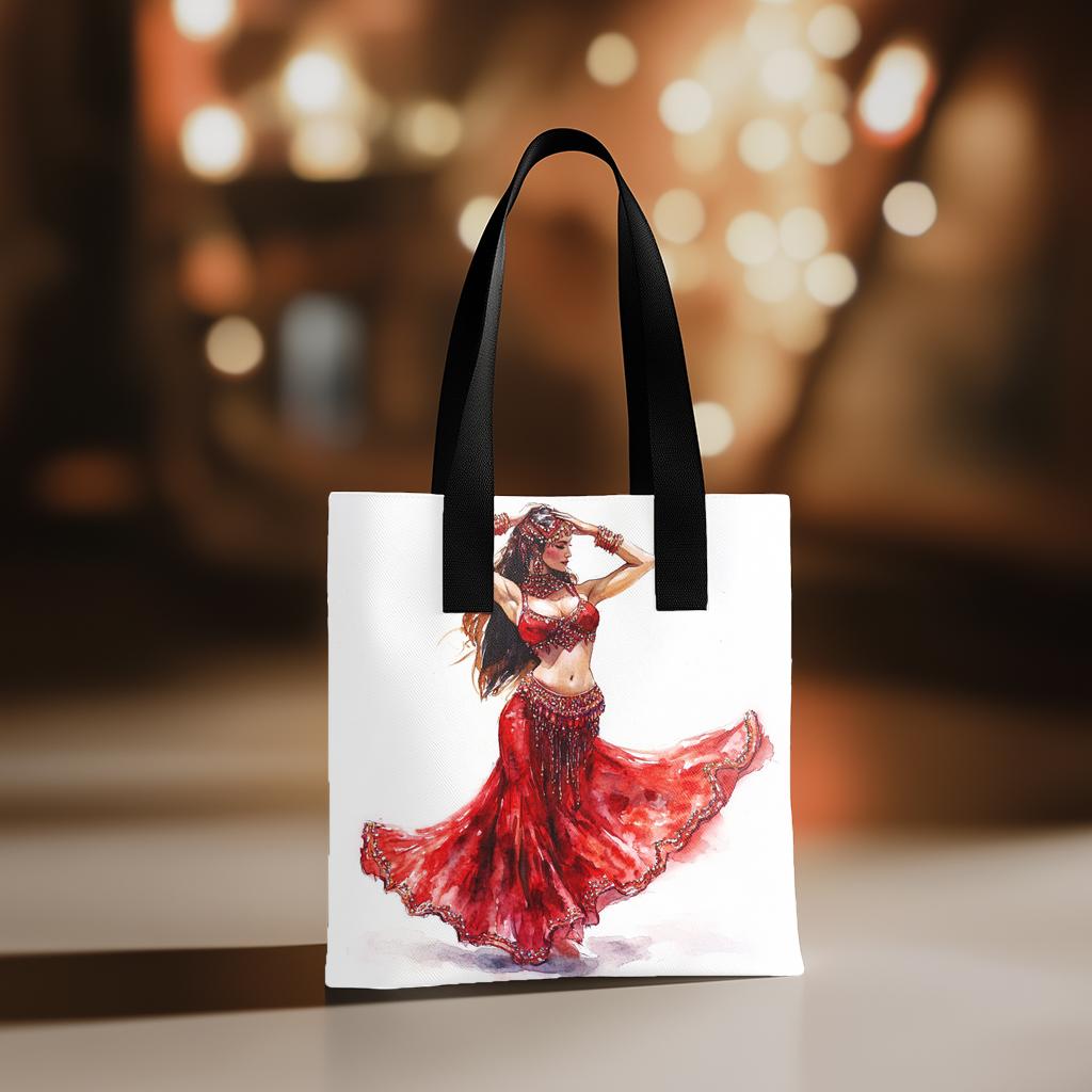 Striking Red Costume Sketch III Watercolor Purple - Belly Dance Fashion Tote Bag