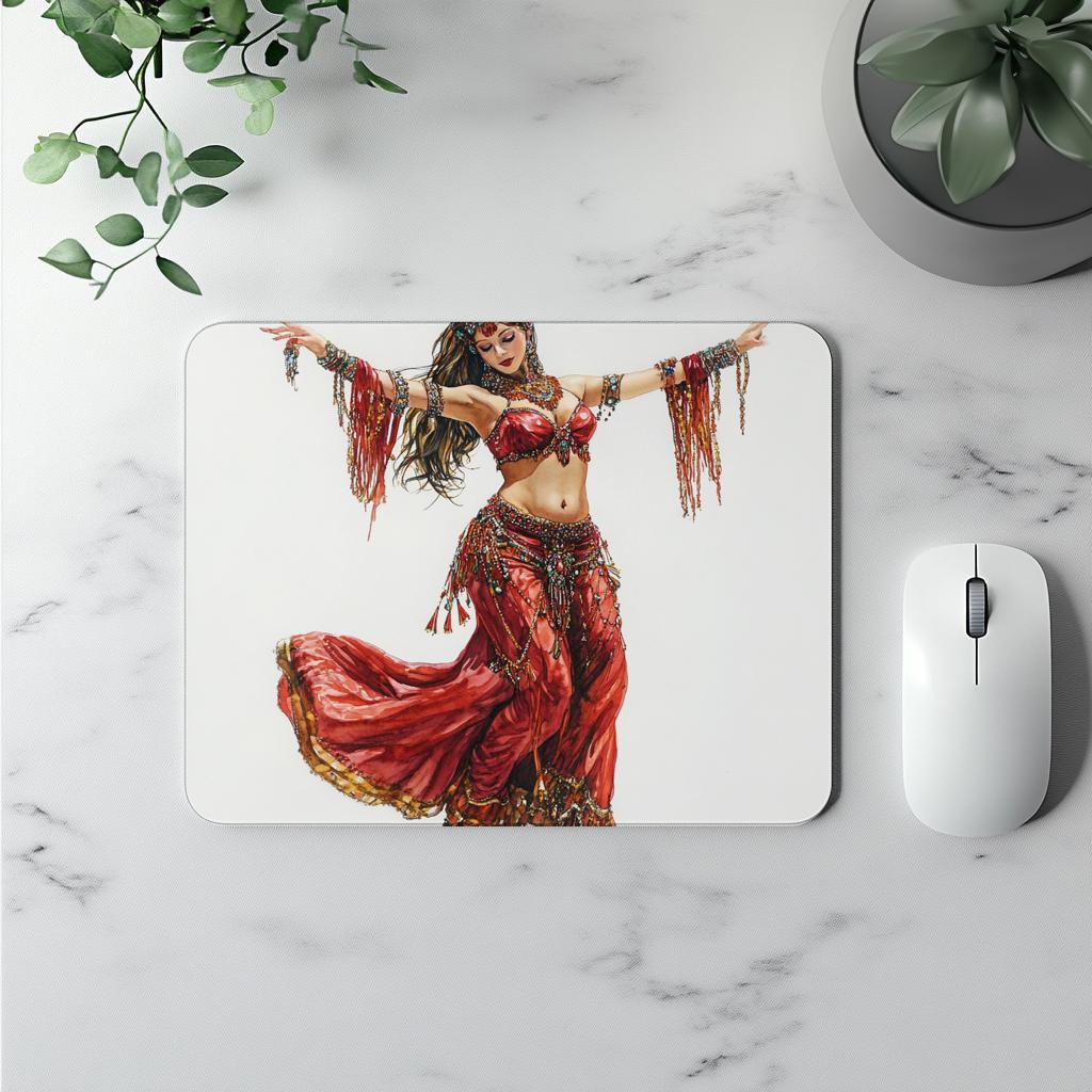 Striking Red Costume Sketch IV Watercolor Purple - Belly Dance Office Decor | Mouse Pads