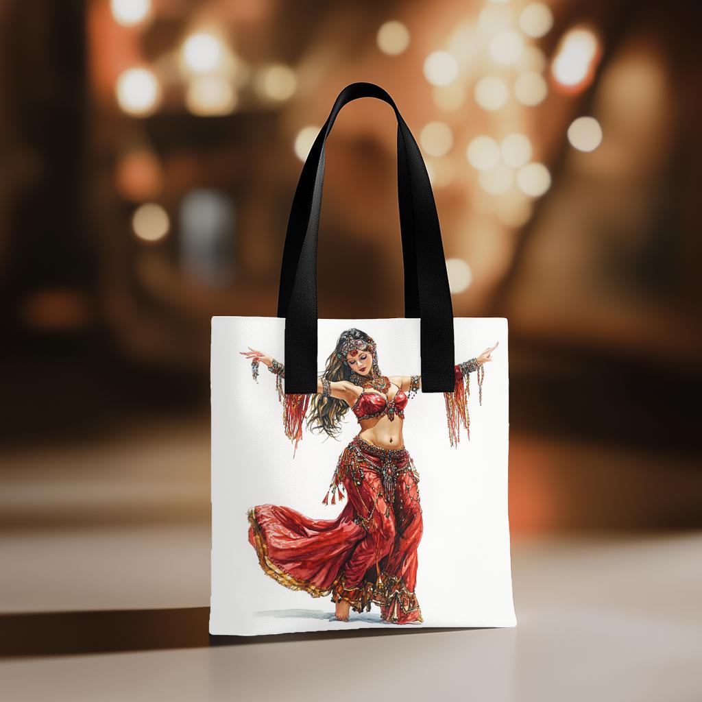 Striking Red Costume Sketch IV Watercolor Purple - Belly Dance Fashion Tote Bag