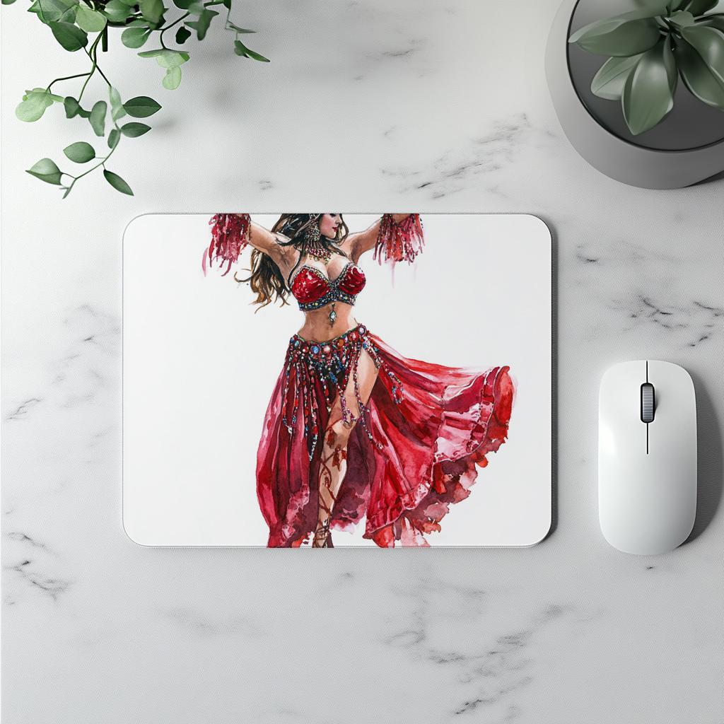Striking Red Costume Sketch V Watercolor Purple - Belly Dance Office Decor | Mouse Pads