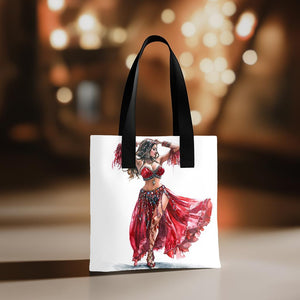 Striking Red Costume Sketch V Watercolor Purple - Belly Dance Fashion Tote Bag