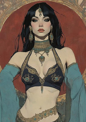 Tribal Eclectic I Watercolor Purple - Belly Dance Art Download