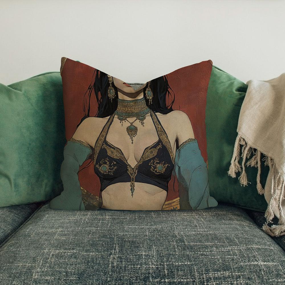 Tribal Eclectic I Belly Dance Throw Pillow 18 in x 18 in