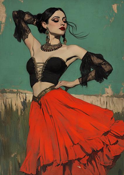 Tribal Eclectic II Watercolor Purple - Belly Dance Art Download