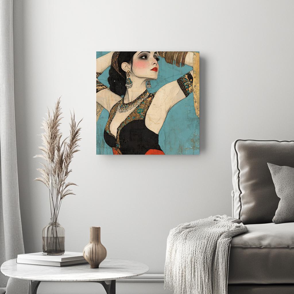 Tribal Eclectic III Belly Dance Canvas Art 16 in x 16 in