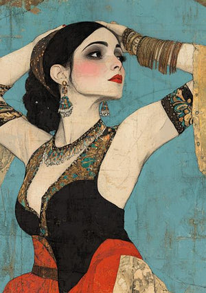 Tribal Eclectic III Watercolor Purple - Belly Dance Art Download