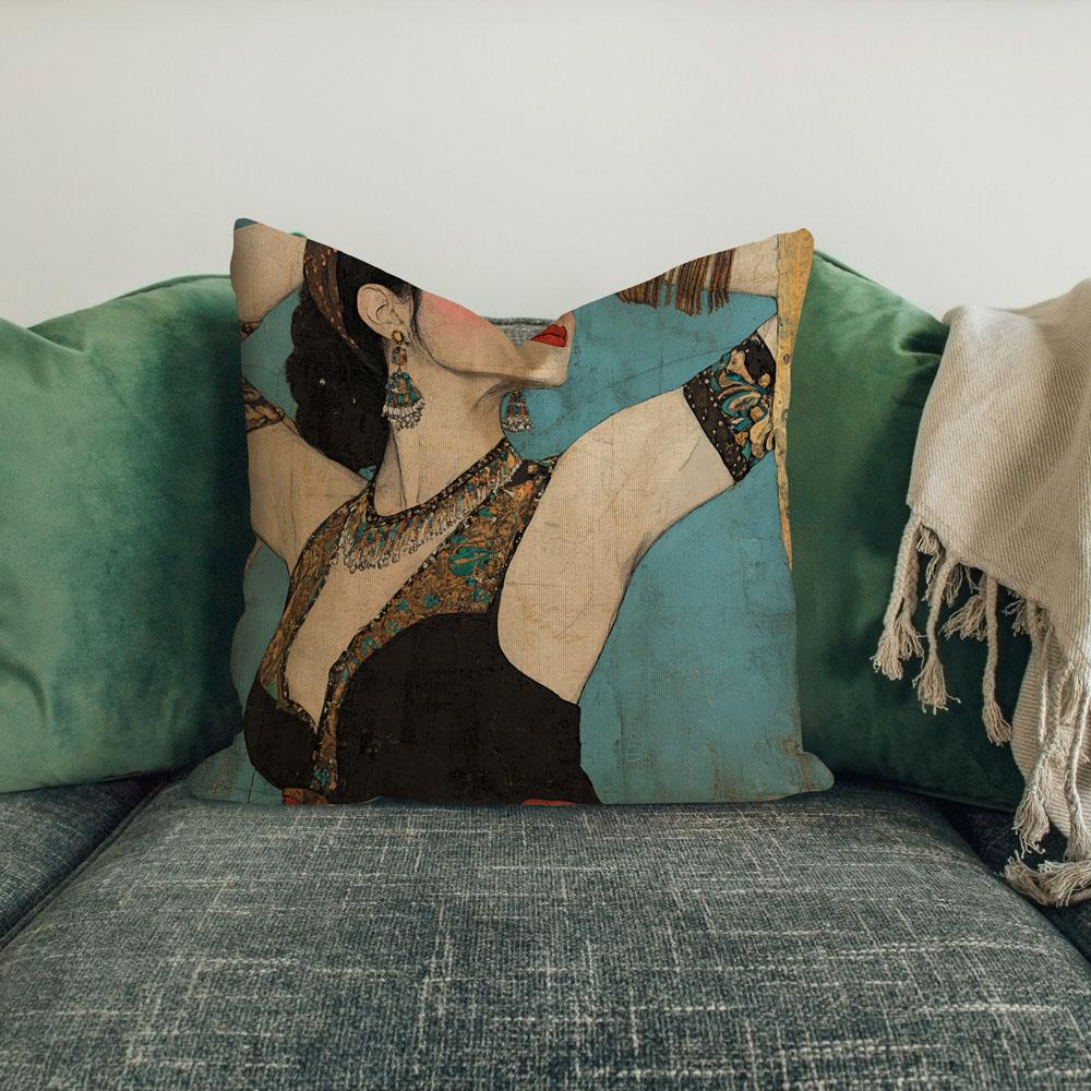 Tribal Eclectic Iii Belly Dance Throw Pillow 18 in x 18 in