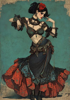 Tribal Eclectic IV Watercolor Purple - Belly Dance Art Download