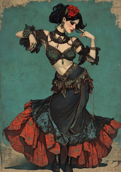 Tribal Eclectic IV Watercolor Purple - Belly Dance Art Download