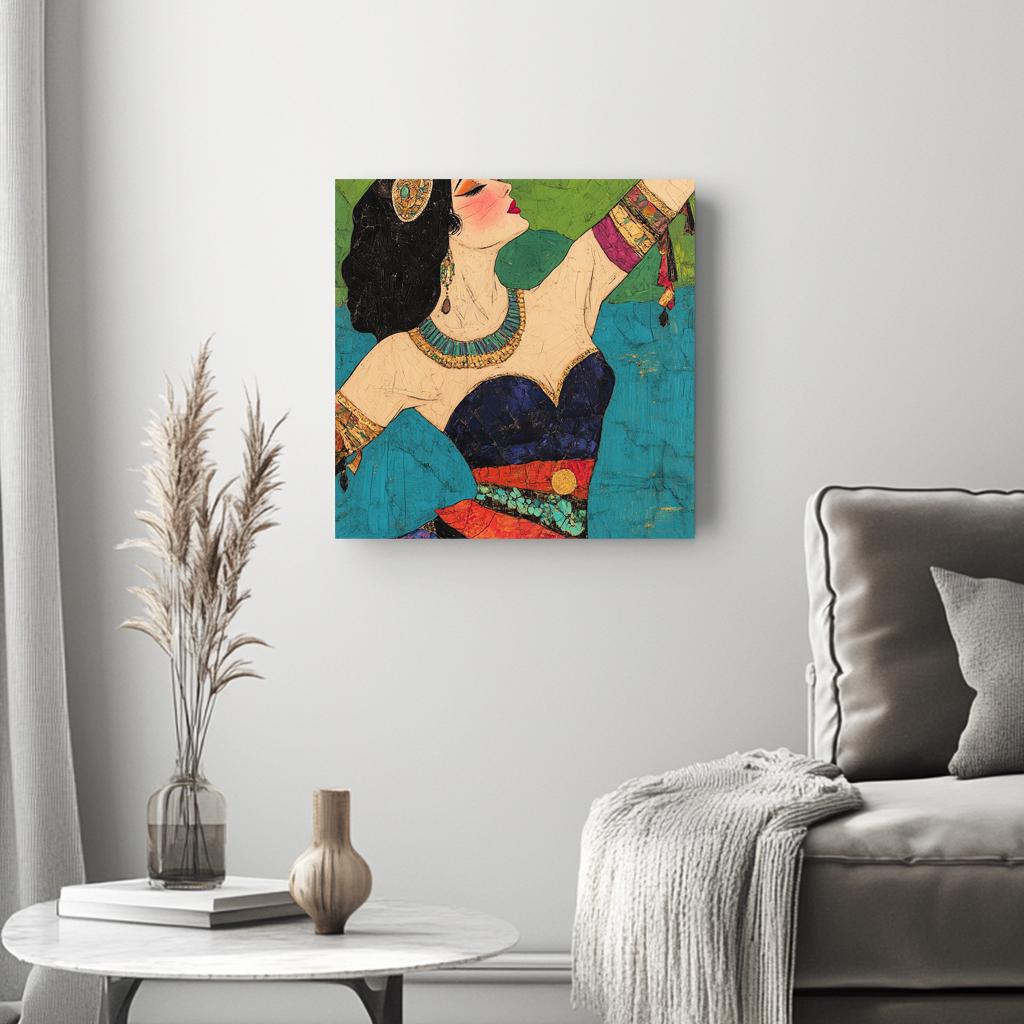 Tribal Eclectic V Belly Dance Canvas Art 16 in x 16 in