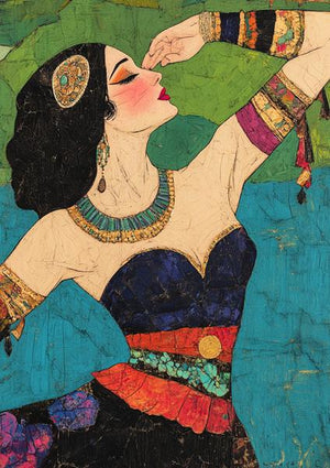 Tribal Eclectic V Watercolor Purple - Belly Dance Art Download