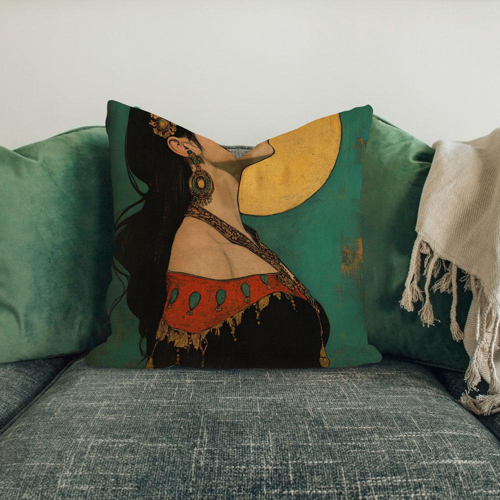 Tribal Eclectic Vi Belly Dance Throw Pillow 18 in x 18 in