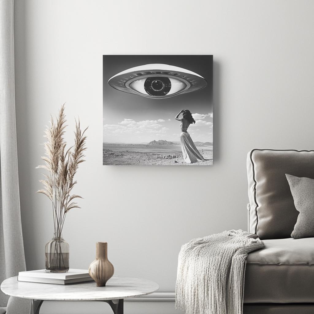 UFO in the Sky I Belly Dance Canvas Art 16 in x 16 in