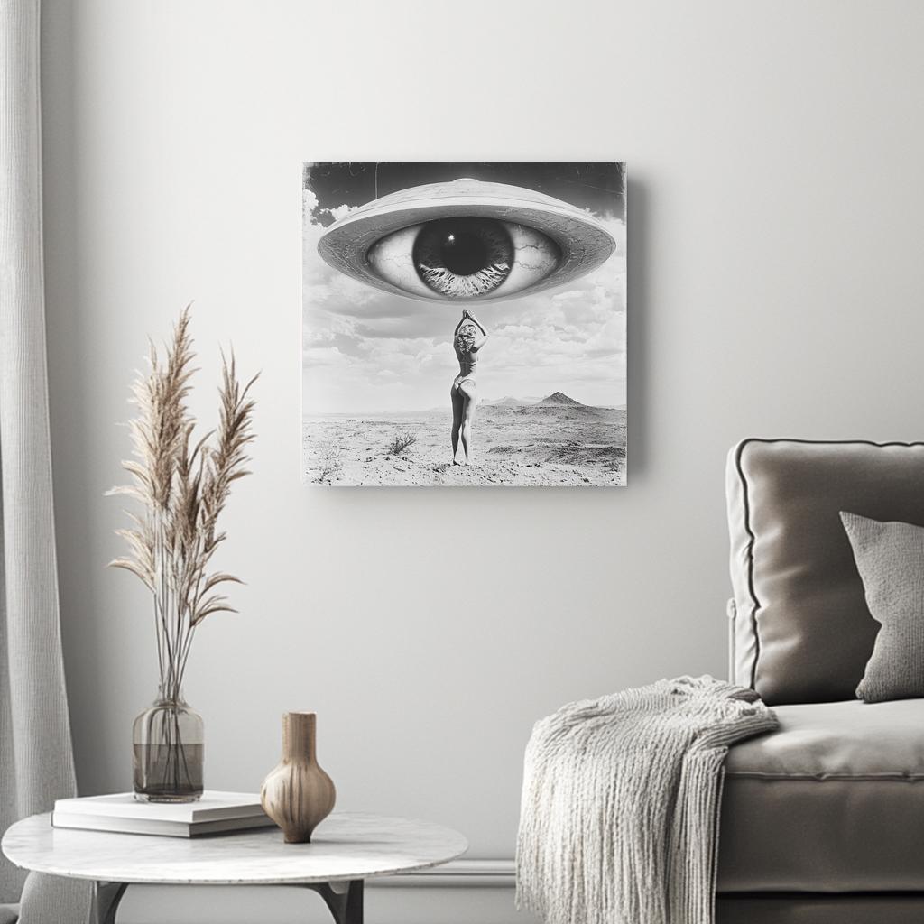 UFO in the Sky II Belly Dance Canvas Art 16 in x 16 in