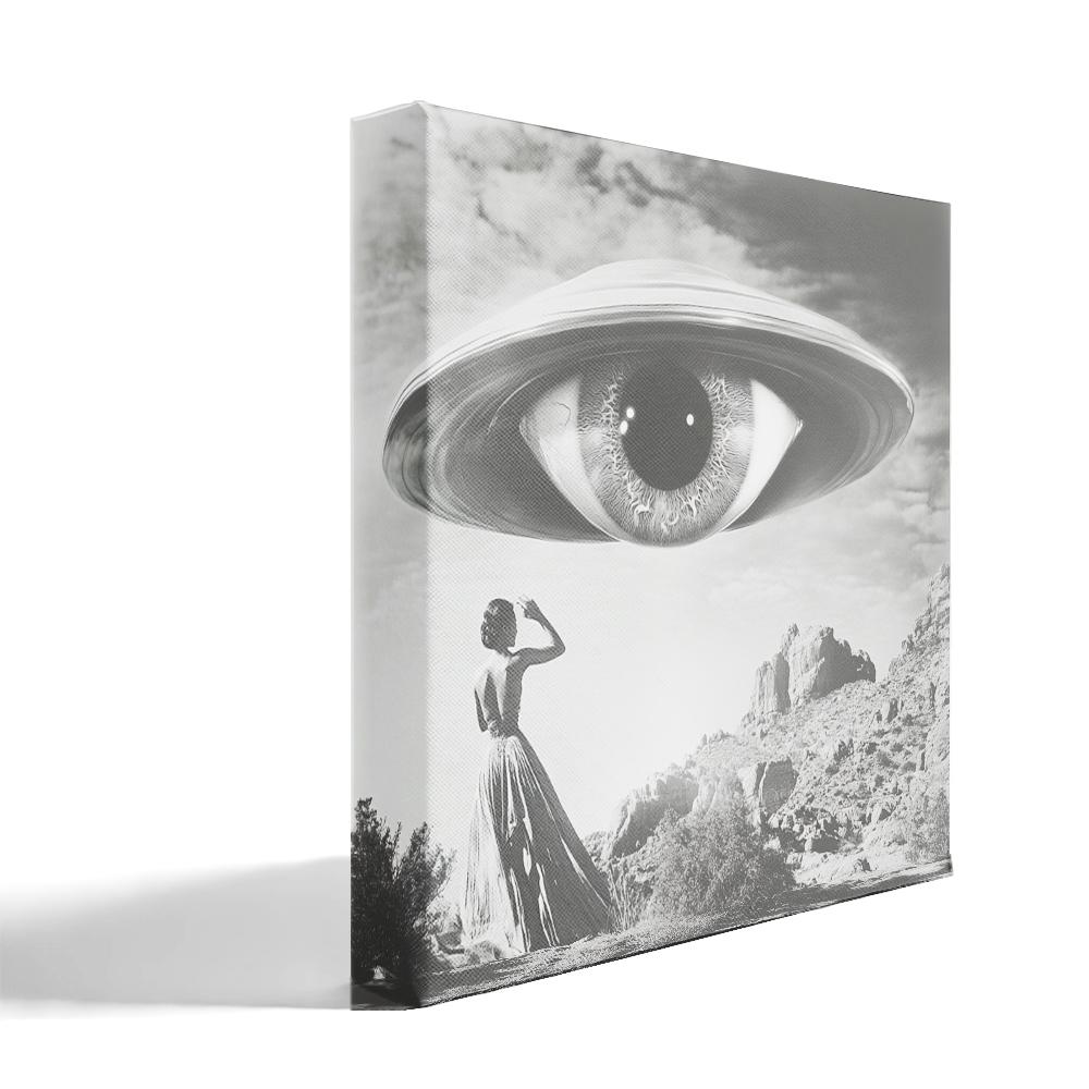 UFO in the Sky III Belly Dance Canvas Art 16 in x 16 in