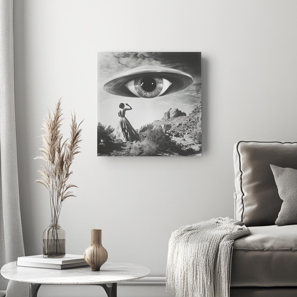 UFO in the Sky III Belly Dance Canvas Art 16 in x 16 in