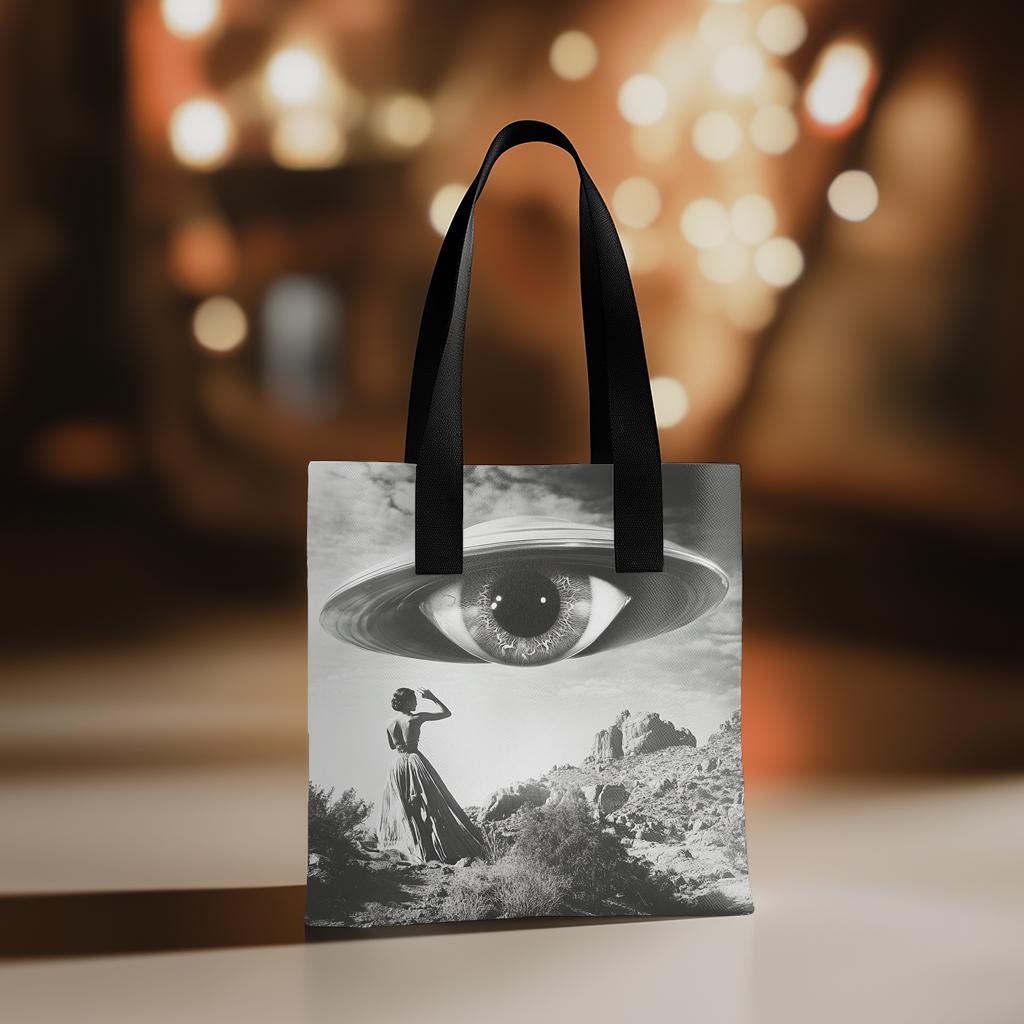 UFO in the Sky III Watercolor Purple - Belly Dance Fashion Tote Bag