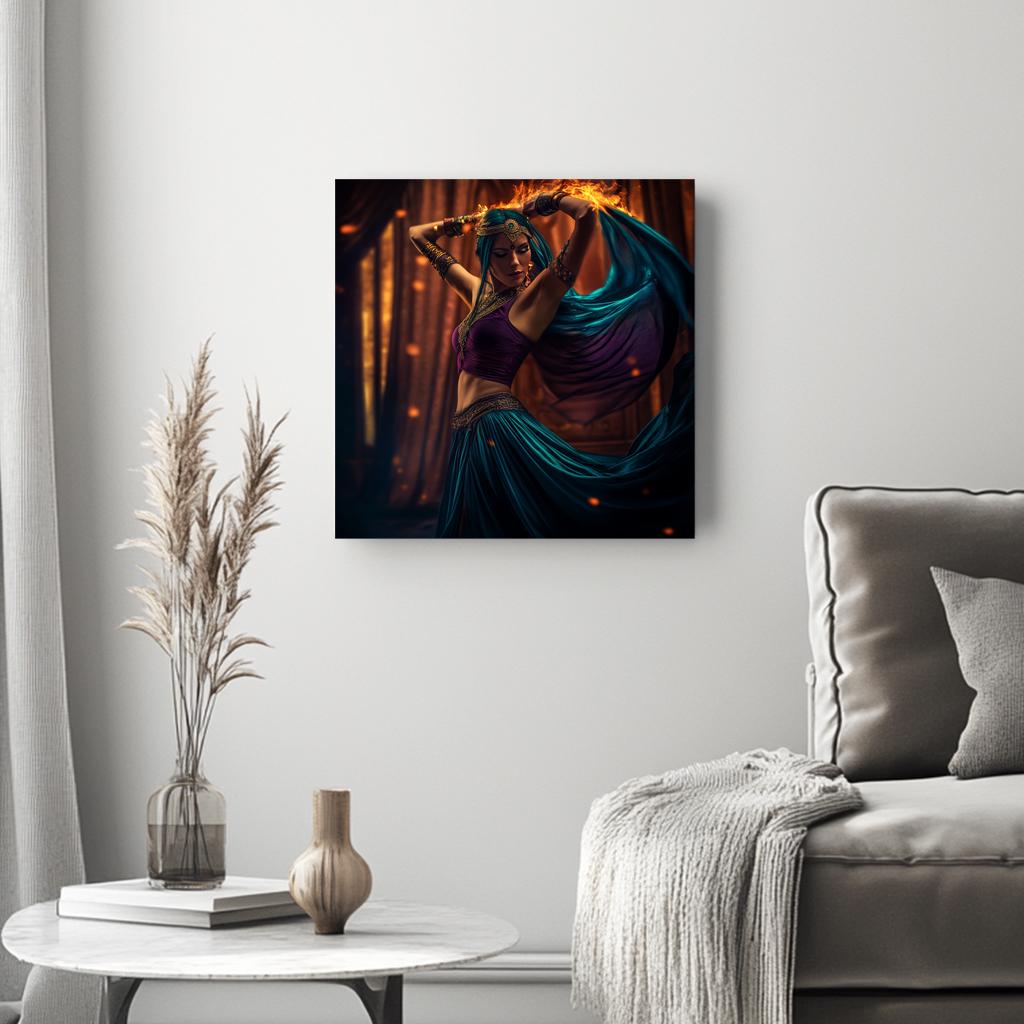 Veil of Fire I Belly Dance Canvas Art 16 in x 16 in