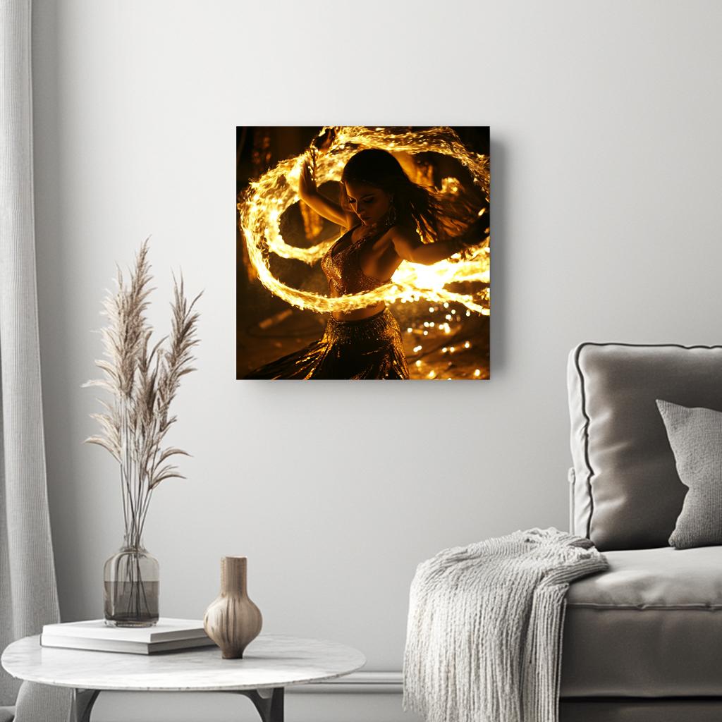 Veil of Fire II Belly Dance Canvas Art 16 in x 16 in