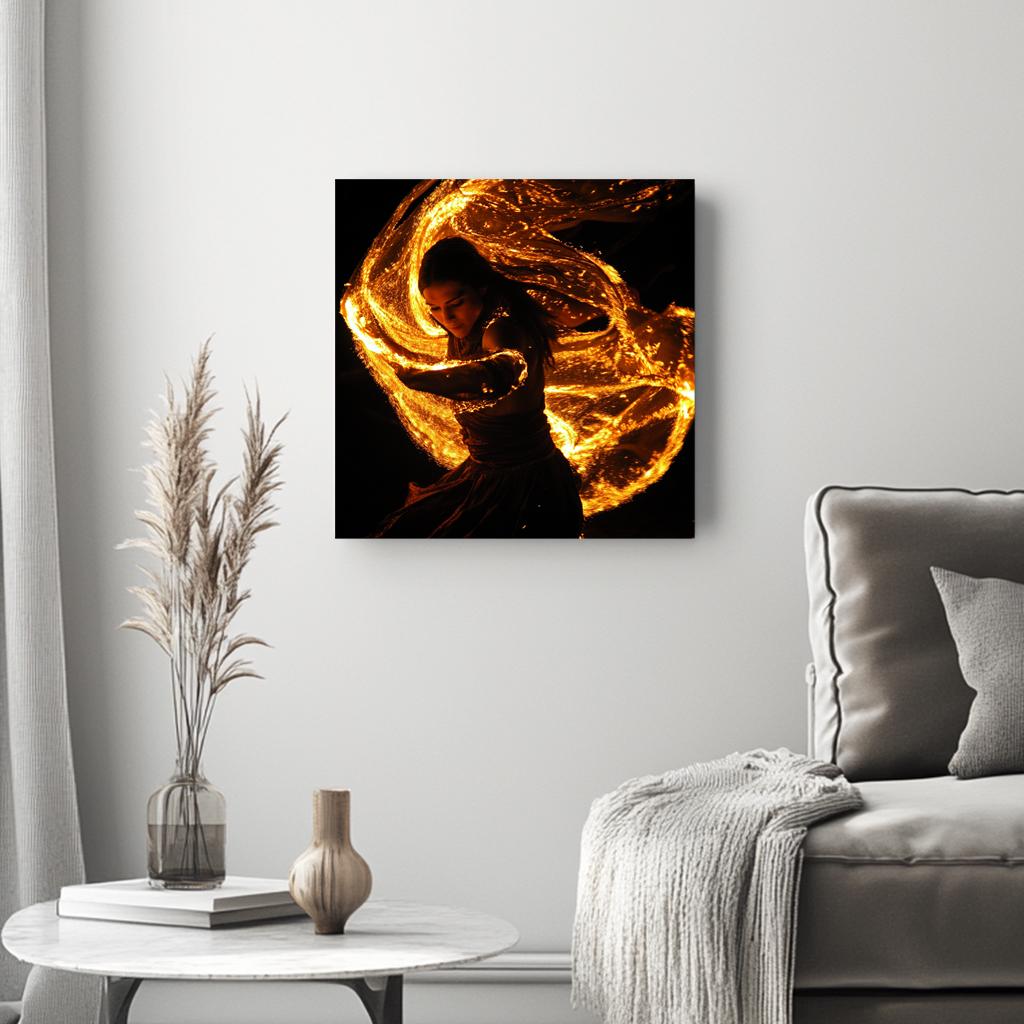 Veil of Fire III Belly Dance Canvas Art 16 in x 16 in