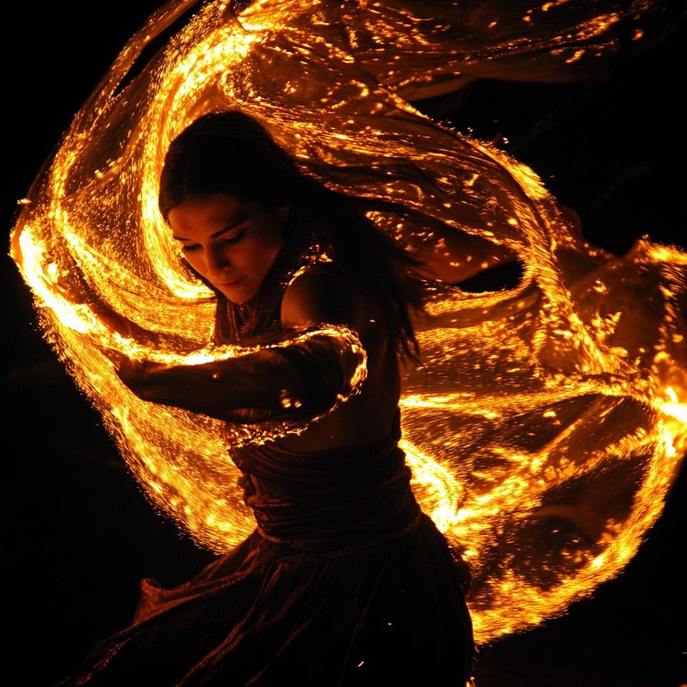 Veil of Fire III Vintage Red - Belly Dance Art Download