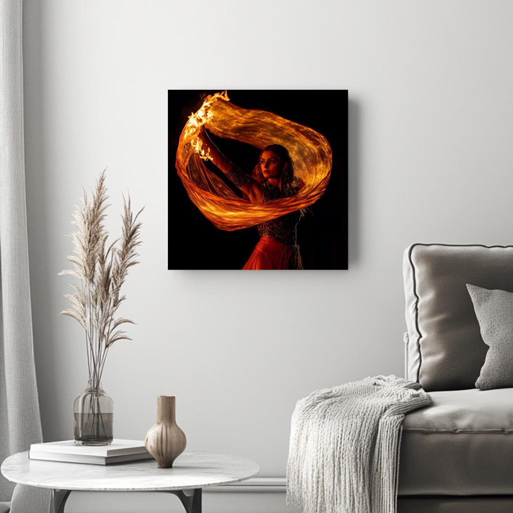 Veil of Fire IV Belly Dance Canvas Art 16 in x 16 in
