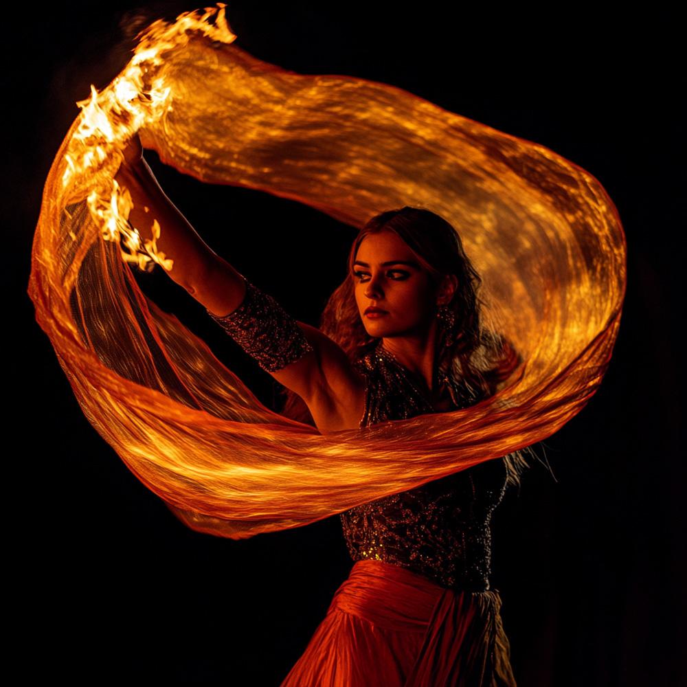 Veil of Fire IV Vintage Red - Belly Dance Art Download