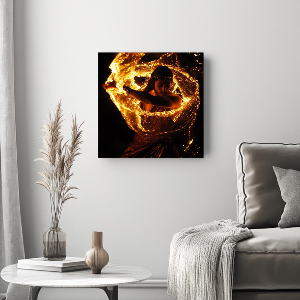 Veil of Fire V Belly Dance Canvas Art 16 in x 16 in
