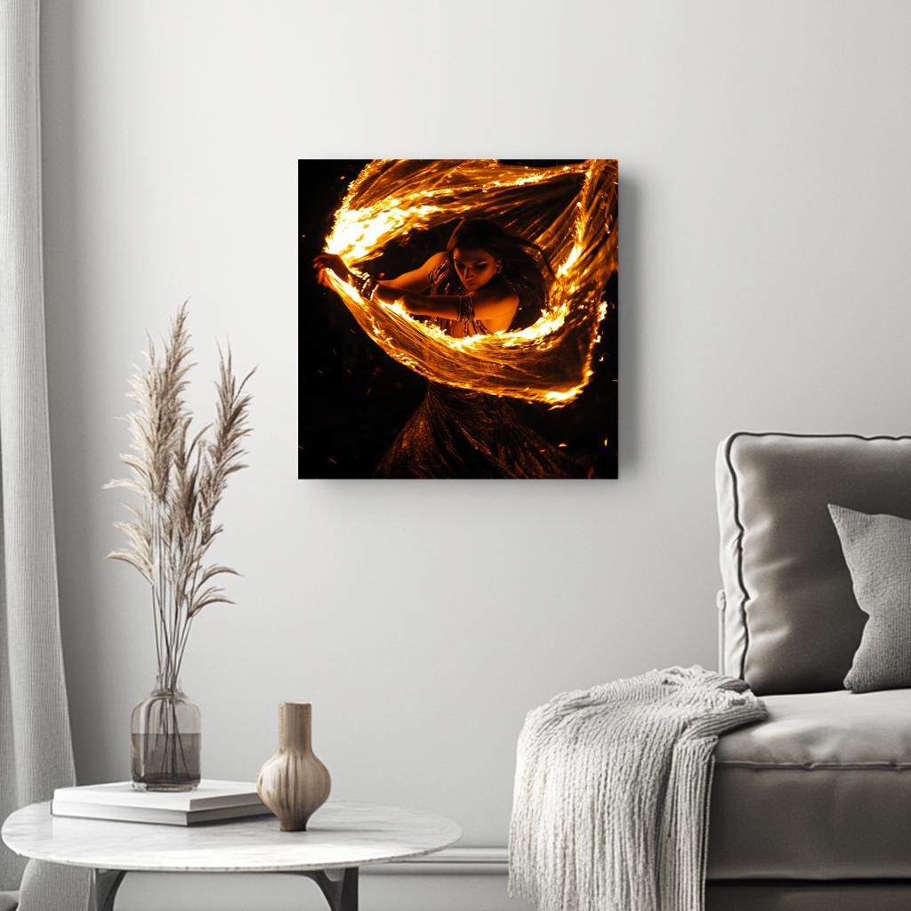 Veil of Fire VI Belly Dance Canvas Art 16 in x 16 in