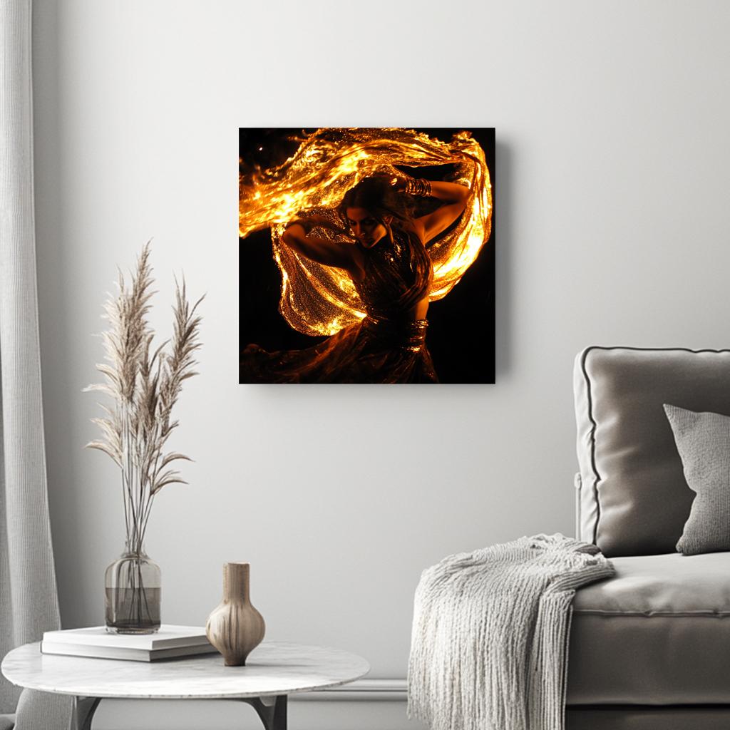 Veil of Fire VII Belly Dance Canvas Art 16 in x 16 in