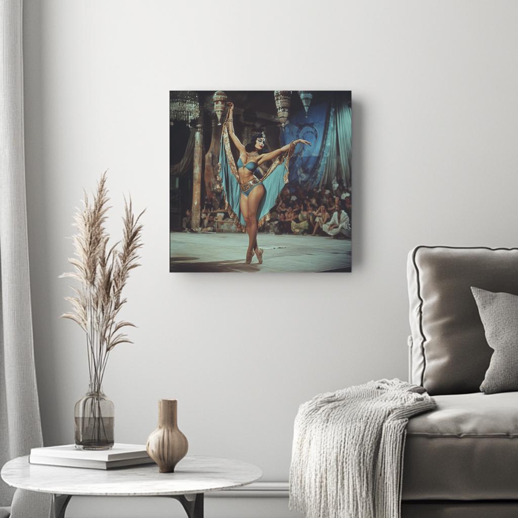 Vintage 1970s Hafla II Belly Dance Canvas Art 16 in x 16 in