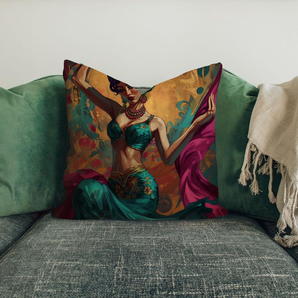 Vintage Brush Strokes I Belly Dance Throw Pillow 18 in x 18 in