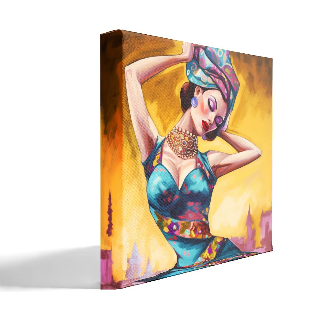 Vintage Brush Strokes III Belly Dance Canvas Art 16 in x 16 in