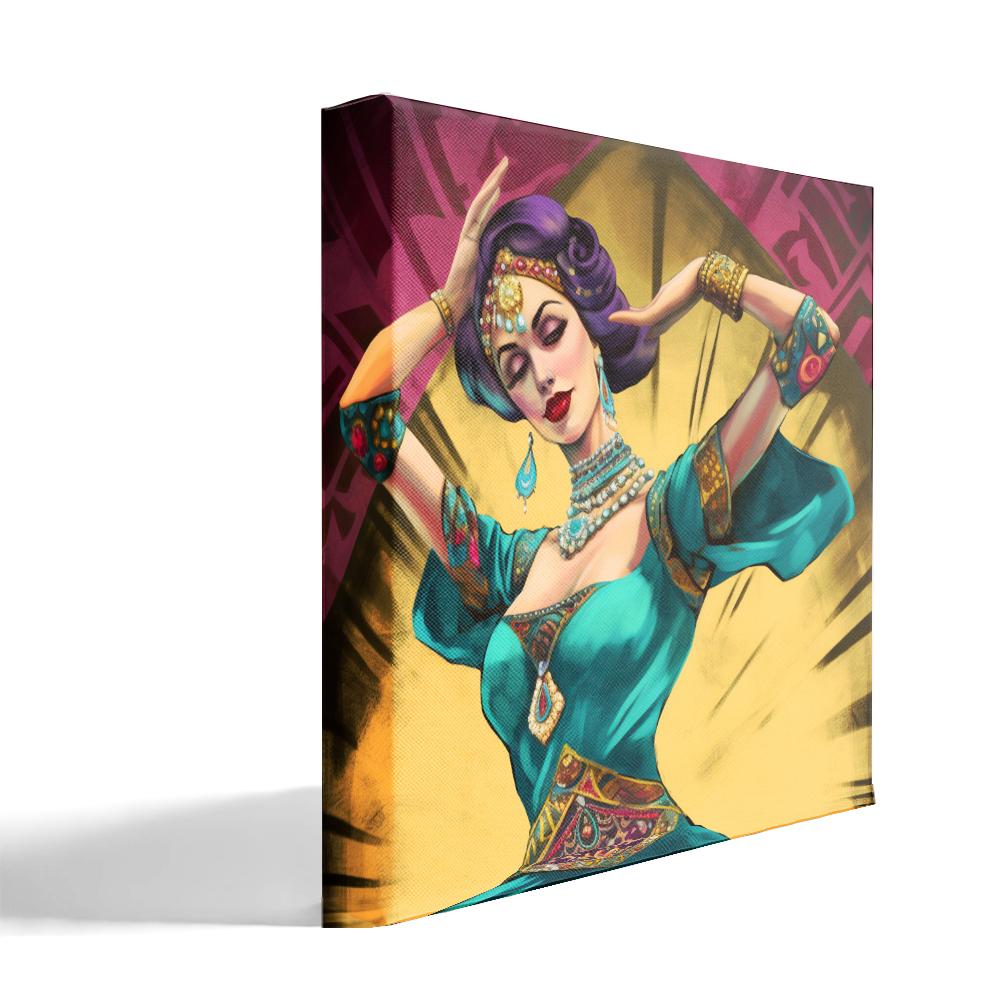 Vintage Brush Strokes IV Belly Dance Canvas Art 16 in x 16 in