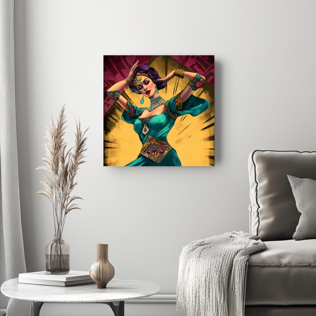 Vintage Brush Strokes IV Belly Dance Canvas Art 16 in x 16 in