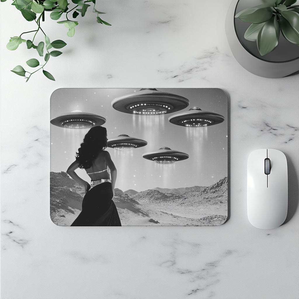 Vintage Glam UFO Abduction I Watercolor Purple - Belly Dance Office Decor | Mouse Pads