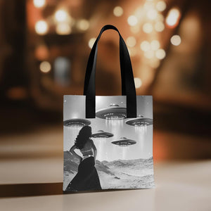 Vintage Glam UFO Abduction I Watercolor Purple - Belly Dance Fashion Tote Bag