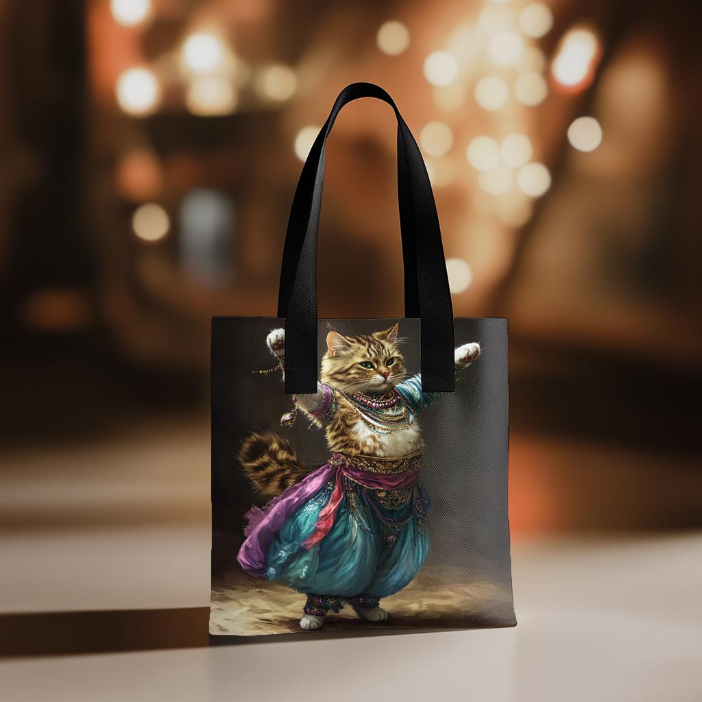 Vintage Shimmy Cat I Watercolor Purple - Belly Dance Fashion Tote Bag