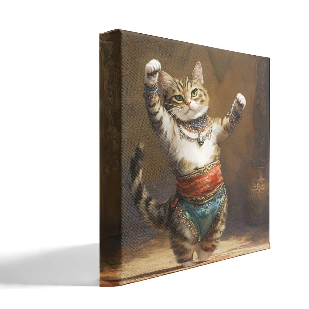 Vintage Shimmy Cat II Belly Dance Canvas Art 16 in x 16 in