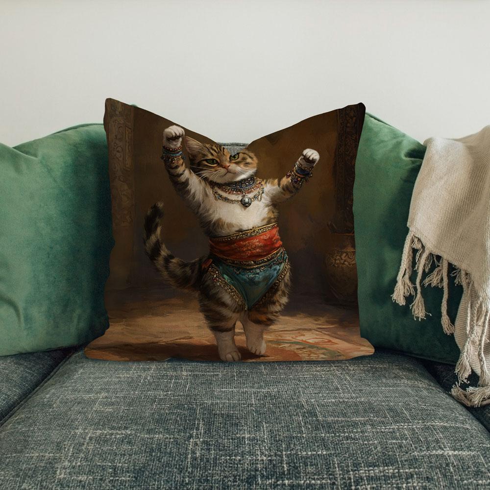 Vintage Shimmy Cat Ii Belly Dance Throw Pillow 18 in x 18 in