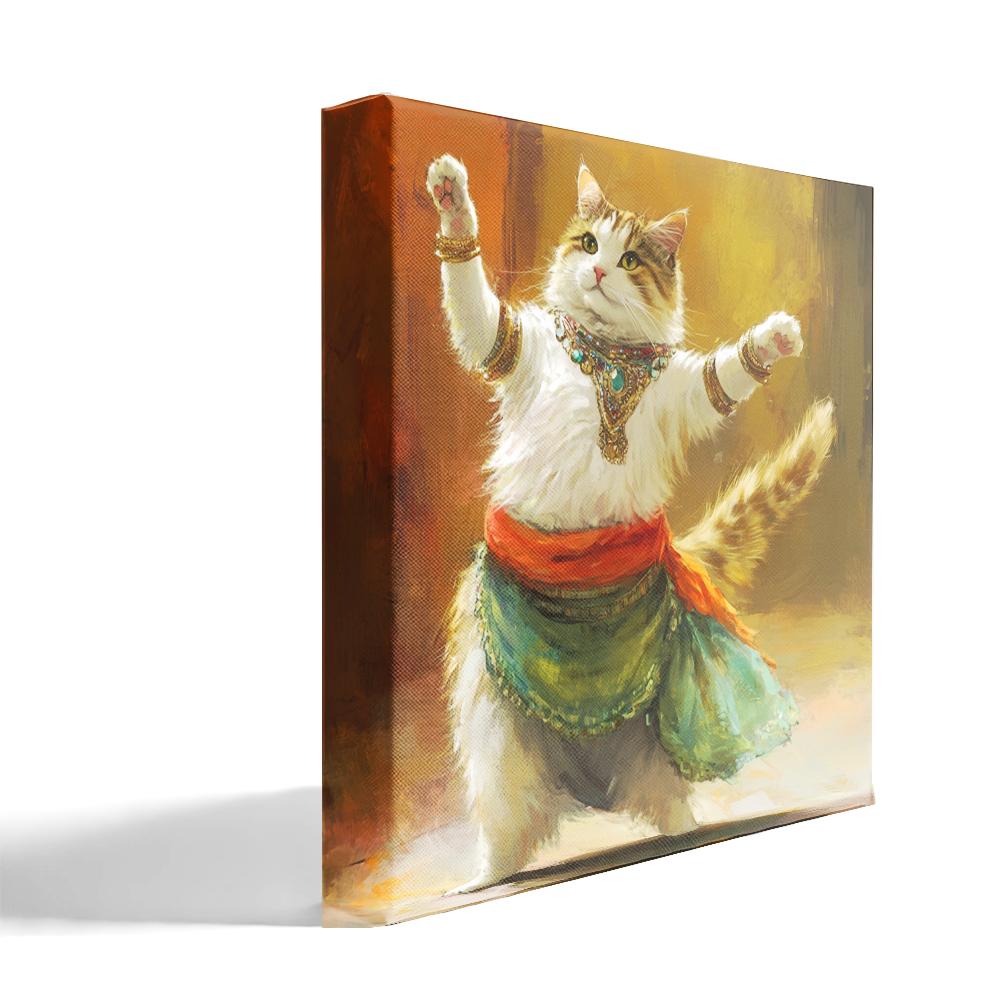 Vintage Shimmy Cat III Belly Dance Canvas Art 16 in x 16 in