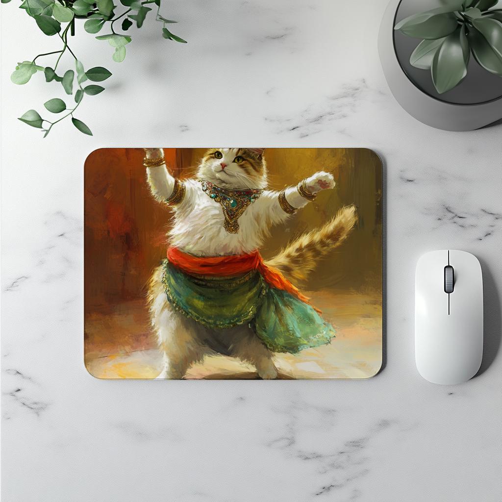 Vintage Shimmy Cat III Watercolor Purple - Belly Dance Office Decor | Mouse Pads